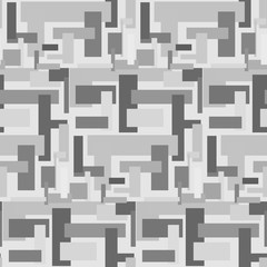 Monochrome abstract seamless pattern with rectangles. Calm shades of gray geometric texture for textile, wrapping paper, backgrounds, cover, surface