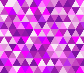 Purple and pink triangular seamless pattern. Geometric vector background. Polygonal mosaic decorative backdrop. Easy to edit design templat.