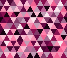 Fototapeta na wymiar Magenta purple triangular seamless pattern. Geometric vector background. Polygonal mosaic decorative backdrop. Easy to edit design template for your artworks.