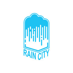city rain logo design. vector icon blue color template