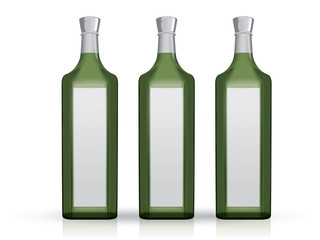 transparent green glass bottle on a white background mock up r template