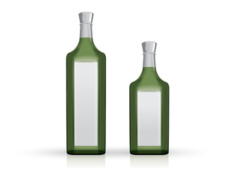transparent green glass bottle on a white background mock up r template