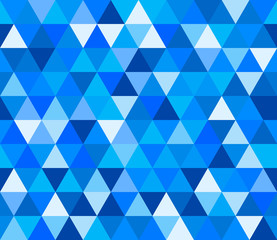 Fototapeta premium Blue triangular seamless pattern. Geometric vector background. Polygonal mosaic decorative backdrop. Easy to edit design template.