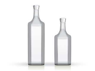 transparent glass bottle on a white background mock up