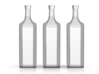 transparent glass bottle on a white background mock up