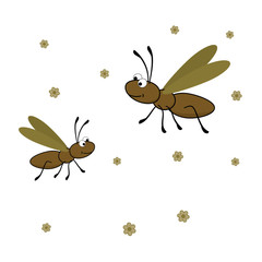 cartoon characters flying insects