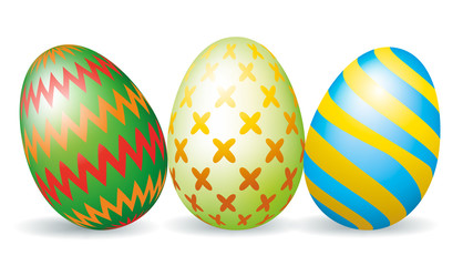 Three colorful Easter eggs