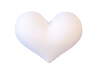 Realistic white vector valentine heart in 3d style with glare on white background. Vector illustration