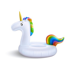 Vector realistic unicorn inflatable pool ring © belokrylowa