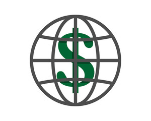 dollar currency finance bank money price symbol image vector globe icon