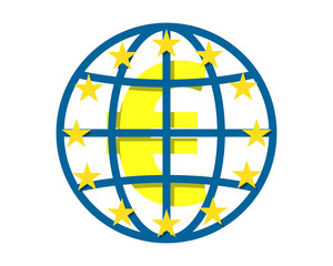 euro currency finance bank money price symbol image vector globe icon