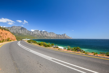 Stunning view of Route 44 near Kogel Bay Beach in the eastern part of False Bay near Cape Town...