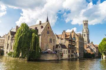 Fototapeta premium Rozenhoedkaai or Rosary Dock in Bruges, Belgium