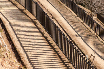Wooden fence in the park.