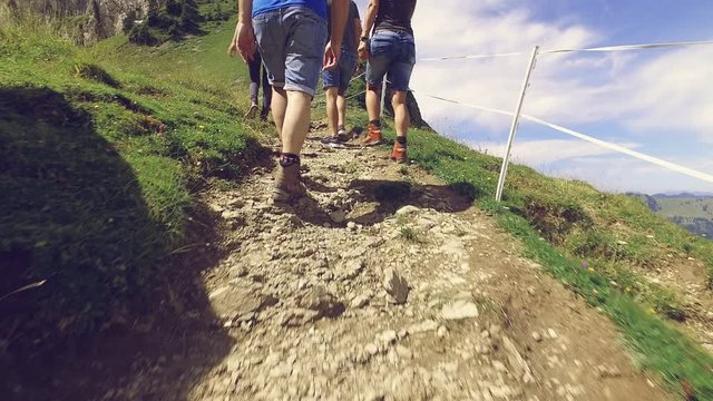 Family hiking in the German Alps