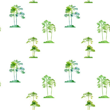 watercolor seamless pattern with trees