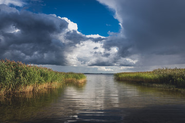 View from shore of Sniardwy - largest lake in Poland located in Masuria region