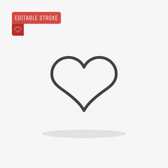 Outline heart icon isolated on grey background. Line love pictogram. Valentines day symbol. Editable stroke. Vector illustration. Eps10.