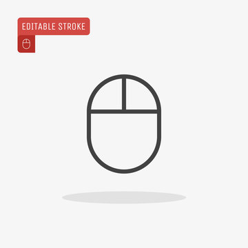 Outline computer mouse icon isolated on grey background. Editable stroke. Vector illustration