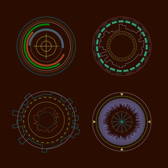 Circle HUD interface elements. Vector illustration.