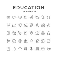 Set line icons of education
