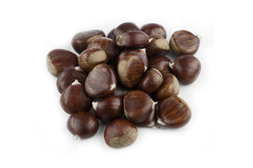 Chestnuts isolated on white background