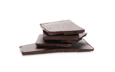 chocolate bars with blueberries, almonds and hazelnuts isolated on white background