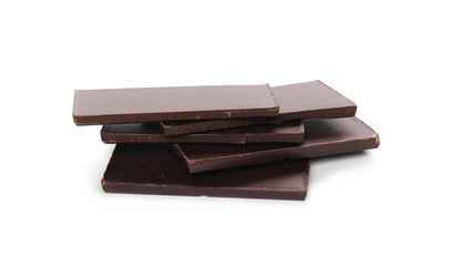 chocolate bars with blueberries, almonds and hazelnuts isolated on white background