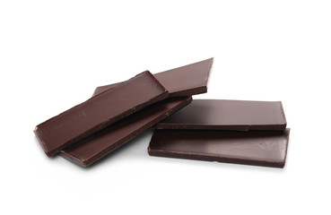 chocolate bars with blueberries, almonds and hazelnuts isolated on white background