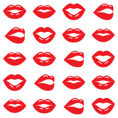 Valentine's Day vector pattern, red lips seamless background, love vector design
 