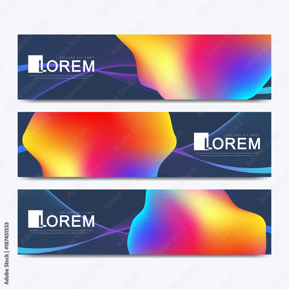 Poster modern set of vector banner. abstract fluid 3d shapes vector trendy liquid colors backgrounds set. c