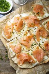 Smoked salmon and sour cream pie
