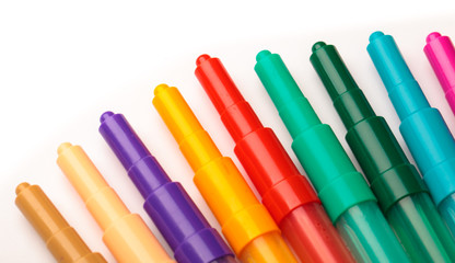 Childden color pens and drawing creativity background