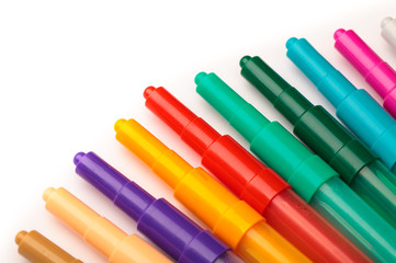 Childden color pens and drawing creativity background