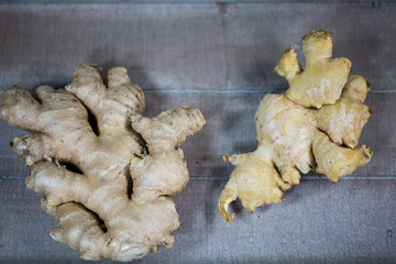 Ginger on wood background
