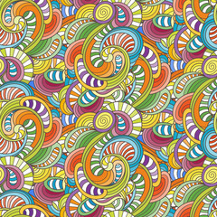 Doodle decorative ornamental curly vector seamless pattern