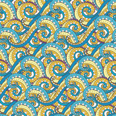 Doodle decorative ornamental curly vector seamless pattern