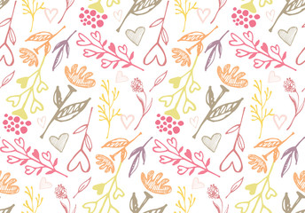 Fototapeta premium Hand drawn doodle floral pattern