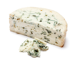 blue cheese on a white background