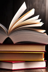 Composition with open book on the table