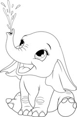 .Elephant playing with water