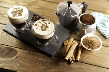 Obraz na płótnie Canvas two cup of coffee and Italian coffee maker