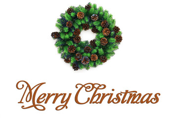 Happy New Year. Christmas wreath on a white background. Wreath, Christmas, Holly. Winter