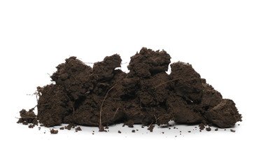Pile of soil isolated on white background