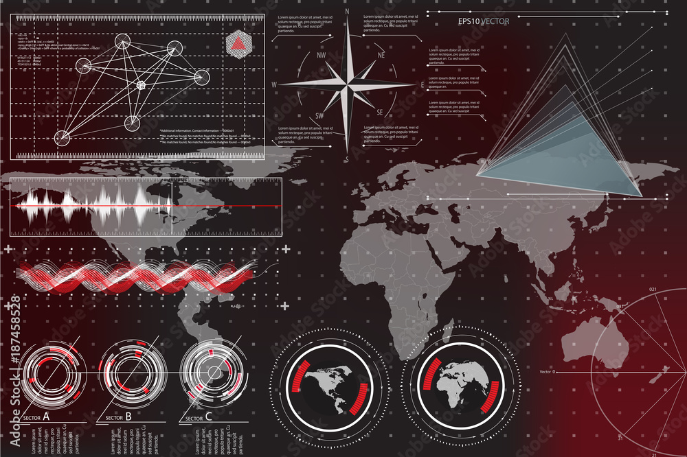 Poster hud ui . futuristic user interface hud and infographic elements. abstract virtual graphic touch user