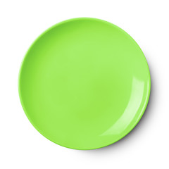 Empty ceramic round plate isolated on white with clipping path