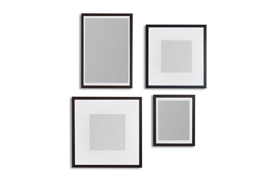 Set of black modern frame isolated on white with clipping path