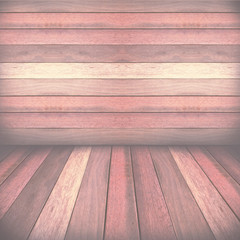 Wooden panel wall and floor interior background, vintage toned.