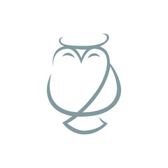 Abstract owl symbol, icon on white background. Design element