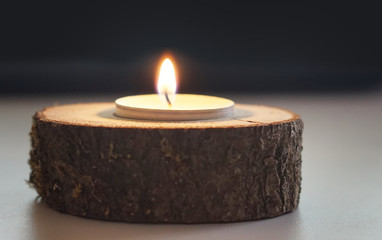 self made wooden candle decoration